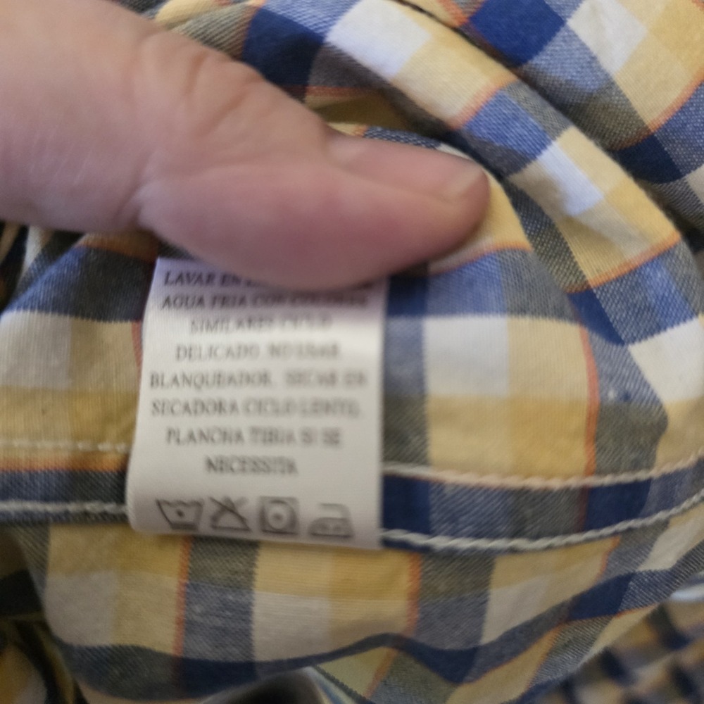 Roper Shirt Men's Size XL Yellow & Blue Plaid Short Sleeve Button Up Western - Picture 5 of 6